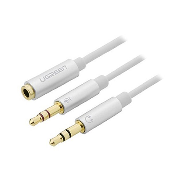 Аудиокабель UGREEN AV141 3.5mm male to 2 Female Audio Cable ABS Case, White, 10789