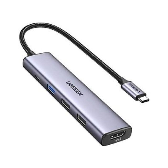 Мультифункциональный адаптер Ugreen CM478/15495 Type-C 5 в 1 Серый