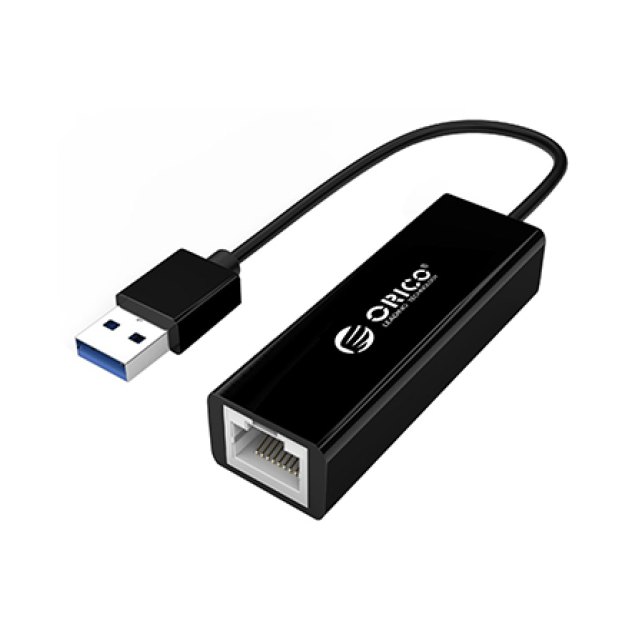 Адаптер сетевой USB ORICO UTJ-U3-BK-BP <1000Mb/s, Cable 10cm, USB3.0, RJ45, BLACK>