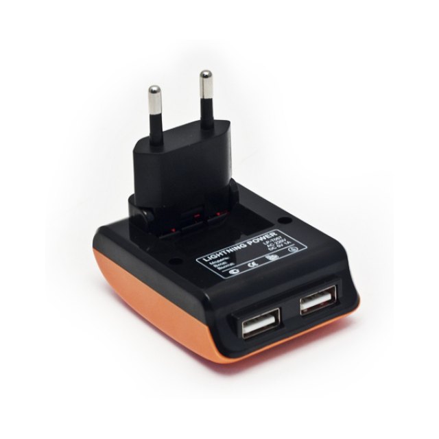 Универсальное USB зарядное устройство, Lightning Power, LP-T057B, Домашнее, Поддержка iPad3, 2 USB-порта, Вход 220В, Выход 2*