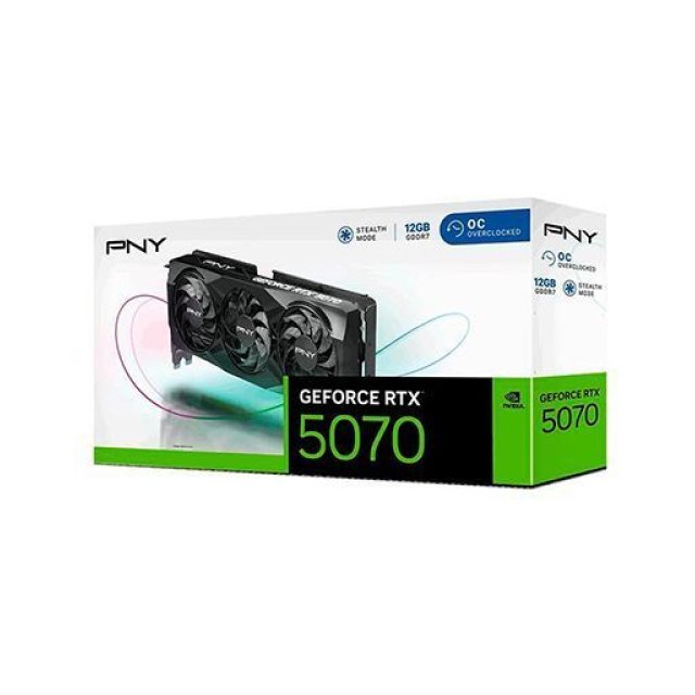 Видеокарта PNY GeForce RTX 5070 12GB Overclocked Triple Fan (GDDR7 12 ГБ, 192 Бит, 28000 МГц, HDMI, DP x 3, VCG507012TFXPB1-O