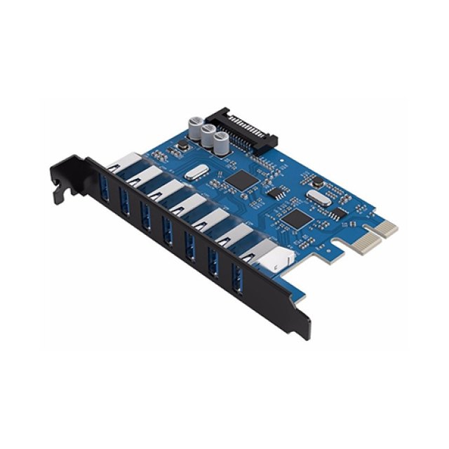 Карта расширения USB PCI-E ORICO PVU3-7U-V1 <USB3.0 Тип-A * 7, PCI-E, BLACK, 121*82.5*21.6mm>