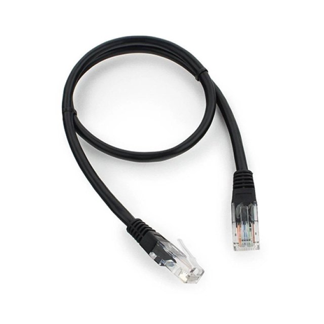 Патч-корд Cablexpert PP12-0.5M/BK, черный ,Cable Patch cord UTP 5e-Cat 0.5 m