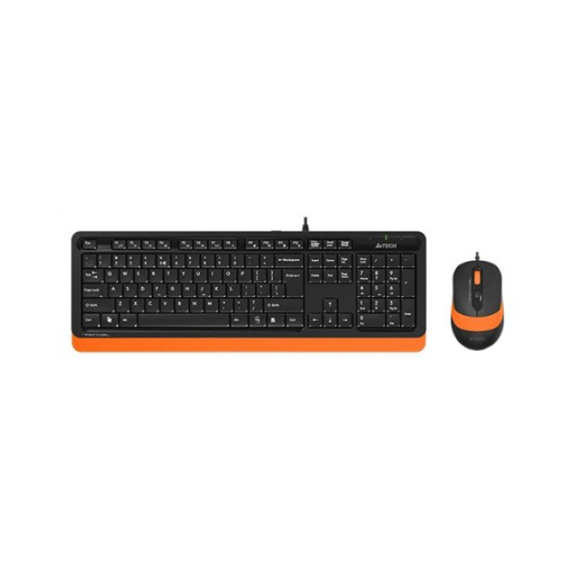 Клавиатура + мышь A4Tech F1010-ORANGE Fstyler (Анг/Рус/Каз, Проводное, Черный, оранжевый)