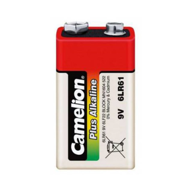 Батарейка, CAMELION, 6LR61-BP1, Plus Alkaline, 6F22(крона), 9V, 680 mAh, 1 шт., Блистер