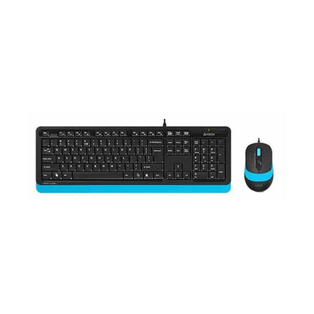 Клавиатура + мышь A4Tech F1010 Fstyler (Анг/Рус/Каз, Проводное, Черный, голубой)