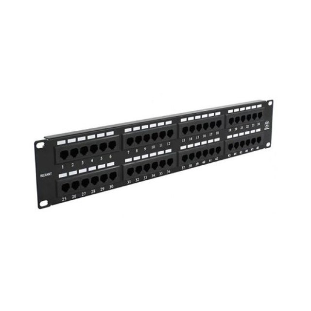 Патч-панель MFICO MF-EPP-48B 48-порт кат.5e. RJ-45 T568A&B, 19", высота 2U