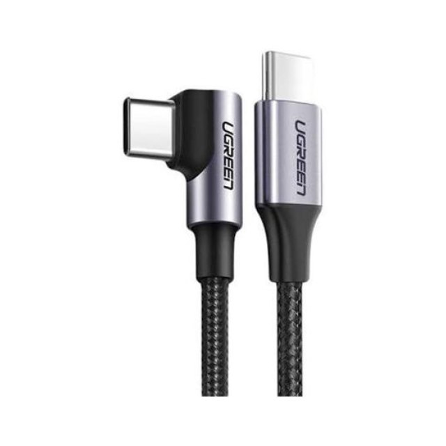 Кабель UGREEN US334 USB-C 2.0 to Angled USB-C M/M Cable Aluminium Shell with Braided 1m (Black)