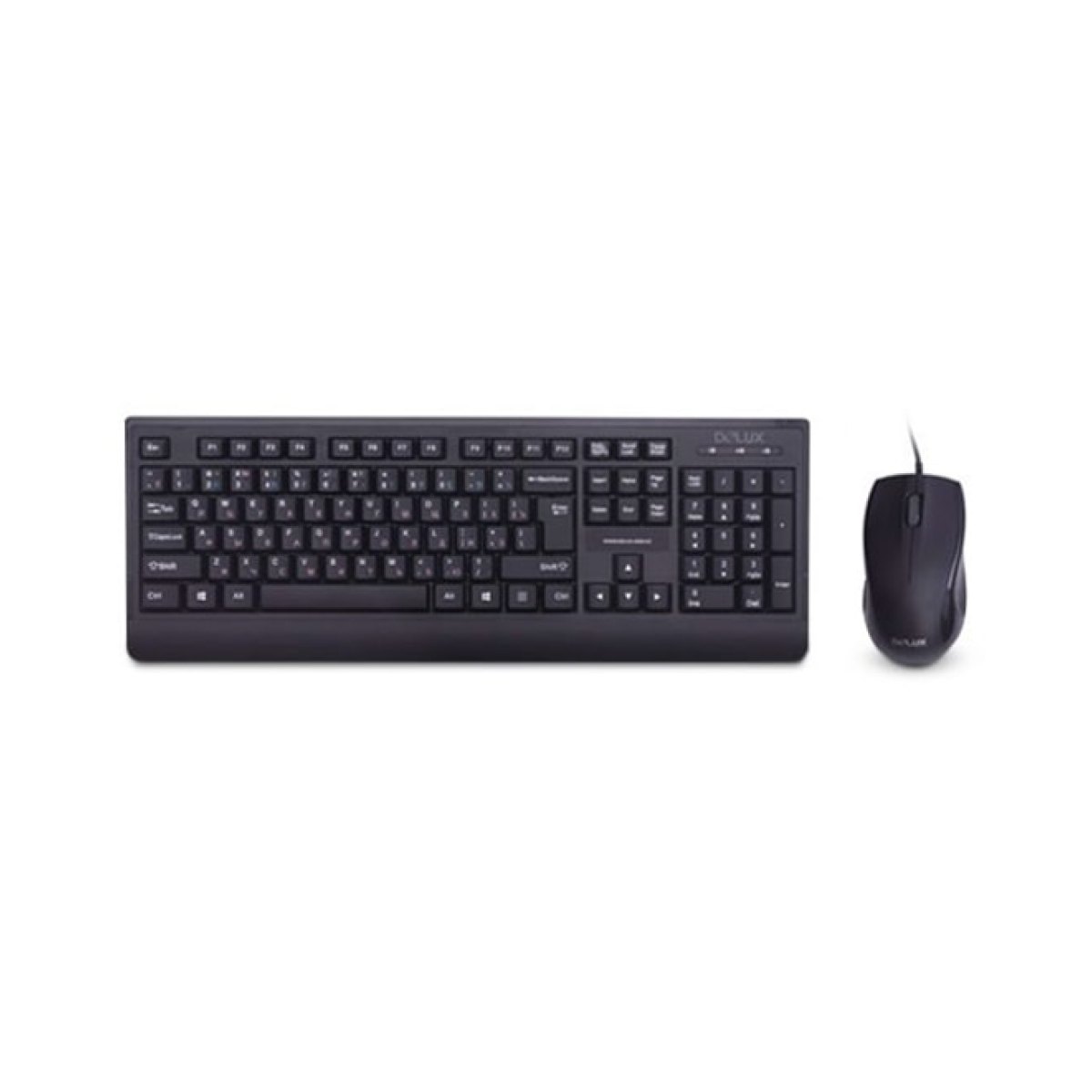 Клавиатура + мышь Delux DLD-6075OUB (Анг/Рус/Каз, Black, USB)
