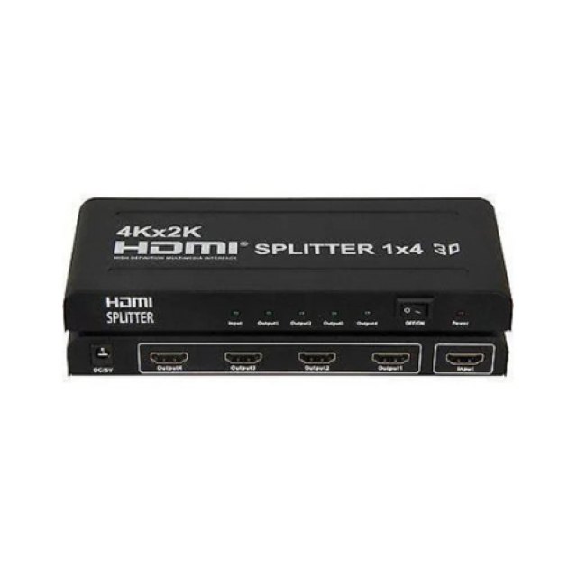 Сплиттер HDMI, DELUXE, HS8P4K60H3D, 8 портов, Разрешение 4К, Поддержка 3D, 1х8, 60Гц, 3 Вт, Чёрный, Цветная коробка