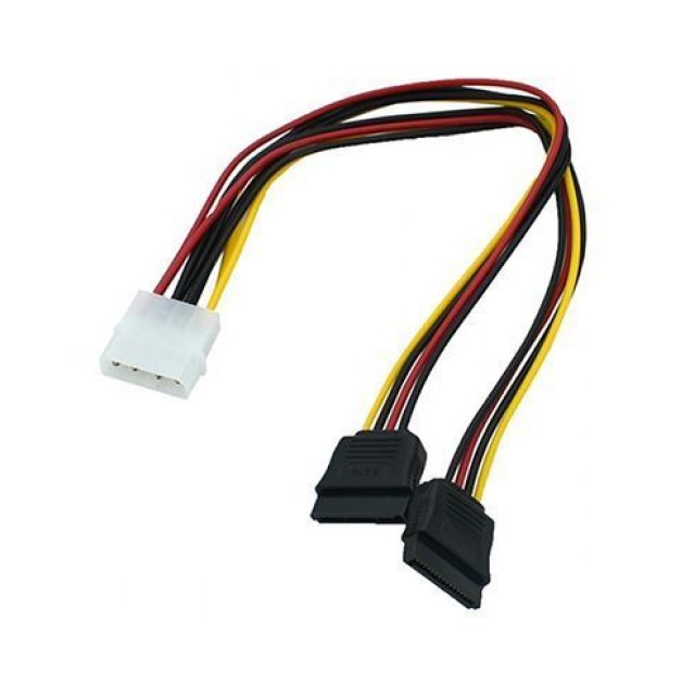 Конвертер Molex 4pin-2 x Sata power ,Cable internal SATA,for 2 HDD, Cablepert CC-SATA-PSY-0.3M