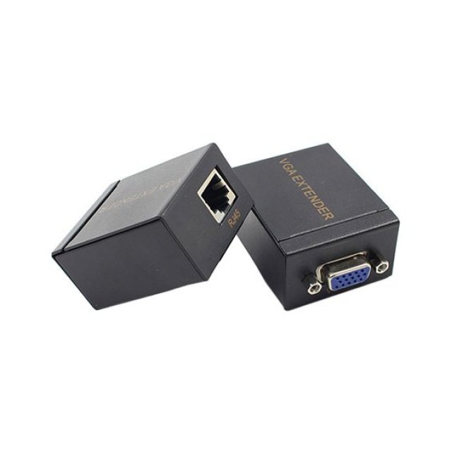 Переходник Удлинитель (Extender 60m) VGA через RG45 (витую пару) CAT5e/6E-568B, максимальное разрешение FullHD 1080p 1920x108