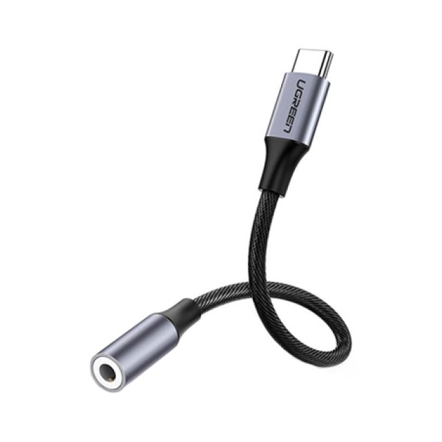 Аудиокабель UGREEN AV142 USB Type C to 3.5mm Female Cable, 10cm, Gray, 30632