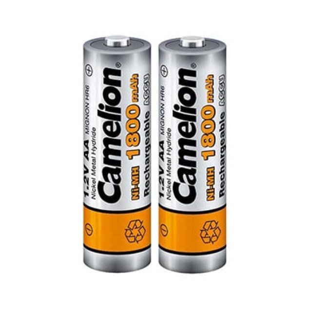Аккумулятор, CAMELION, NH-AA1800BP2 , Rechargeable, AA, 1.2V, 1800 mAh, 2 шт., Блистер