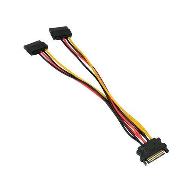 Кабель Sata 15pin(M) / 2x15pin(F), Cablexpert CC-SATAM2F-20CM ,Cable converter for power supply