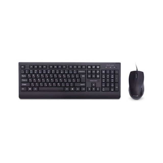 Клавиатура + мышь Delux DLD-6075OUB (Анг/Рус/Каз, Black, USB)