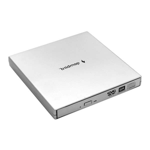Внешний оптический привод Gembird DVD-USB-02-SV, Серебристый ,Ext DVD±R/RW/-RAM,±R9, CD-R/RW, USB2.0,silver, box