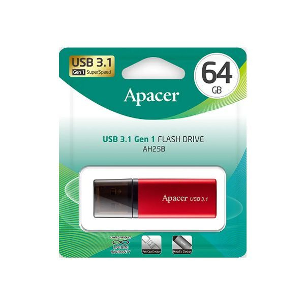 USB-накопитель Apacer AH25B AP64GAH25BR-1 64GB Красный в Шымкенте от производителей  с доставкой по Казахстану