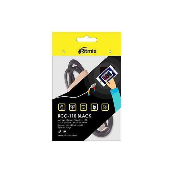 Зарядное устройство  micro USB RITMIX RCC-110 Black в Шымкенте от производителей  с доставкой по Казахстану