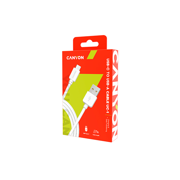 Кабель для телефона CANYON TYPE-C CNE-USBC1W White в Шымкенте от производителей  с доставкой по Казахстану