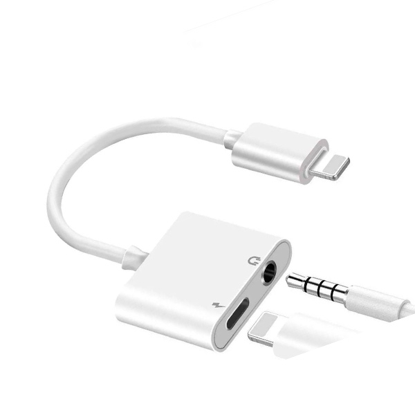 Кабель переходник MH030 2в1 Lightning в Jack 3.5mm и Lightning (наушники + зарядка) 0,1m белый в Шымкенте от производителей  с доставкой по Казахстану