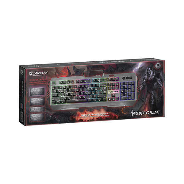 Игровая клавиатура Defender GK-640DL RU (Анг/Рус, Проводное, Серый)