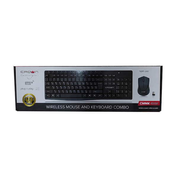 Клавиатура + мышь Crown CMMK-101W (Анг/Рус/Каз, Беспроводное, Черный)