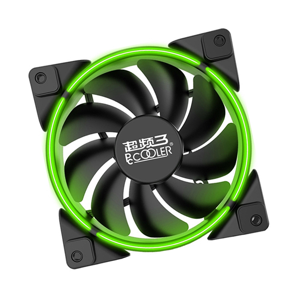 Вентилятор PCCooler CORONA GREEN,12cm, green LED, Fan for case, 12cm, 1000-1800rpm, 54.514 CFM, 4pin
