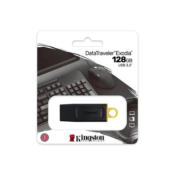USB Флешка 128 ГБ Kingston DataTraveler Exodia (DTX/128GB) USB 3.2, Черный, желтый