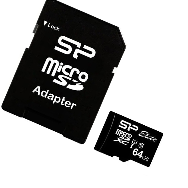 Карта памяти SDXC Silicon Power, SP064GBSTXBU1V10SP, 64GB, Class 10 ,MemoryCard micro+adapter