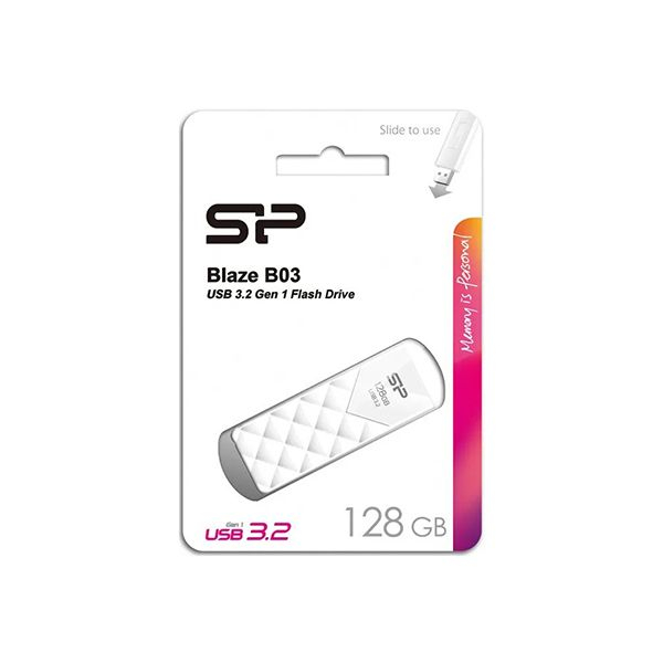 Флешка USB Silicon Power, Blaze B03, 128GB, Белый в Шымкенте от производителей  с доставкой по Казахстану