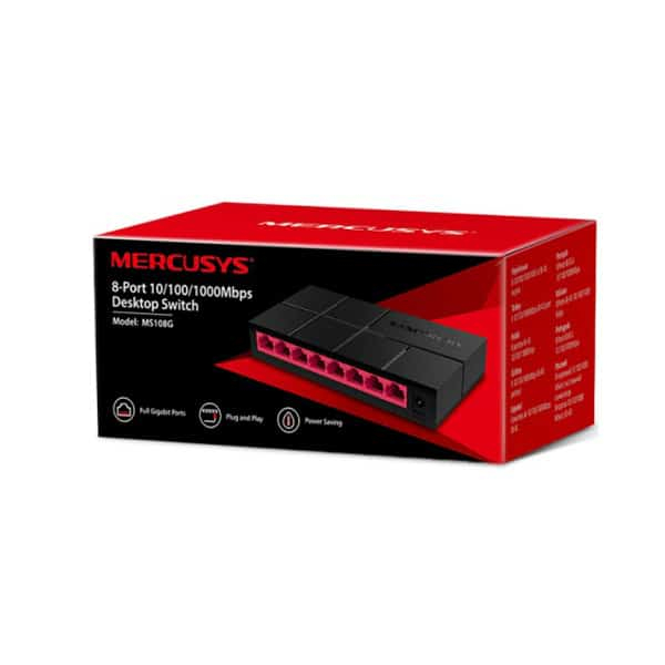 Коммутатор Mercusys MS108G (неуправляемый, 8-port UTP 10/100/1000 plastic case)