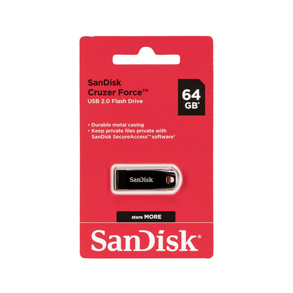 USB Флешка 64 ГБ SanDisk SDCZ71-064G-B35 USB 2.0, Серебристый, красный в Шымкенте от производителей  с доставкой по Казахстану