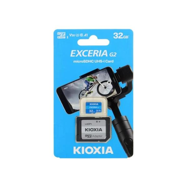 LMEX2L032GG2 KIOXIA LMEX2L032GG2; 32GB microSD KIOXIA Exceria (gen 2) UHS I U3 V30 with adapter