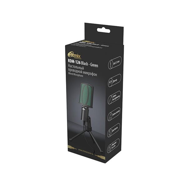 Микрофон Ritmix RDM-126 черный-зеленый