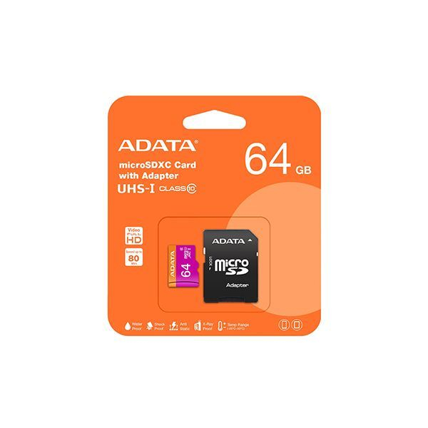 Карта памяти ADATA AUSDX64GUICL10-RA1 UHS-I CLASS10 64GB в Шымкенте от производителей  с доставкой по Казахстану