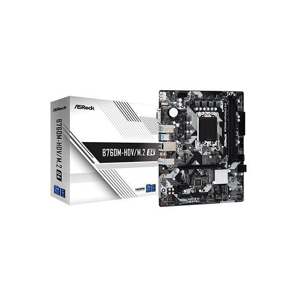 Материнская плата, ASRock, B760M-HDV/M.2 D4 (4710483942020), LGA1700, iB760, 2xDDR4 3200/5333+(OC), 4xSATA3, 2xM.2 (PCI-E 4.0 в Шымкенте от производителей  с доставкой по Казахстану