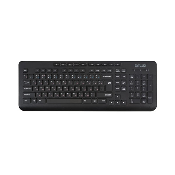 Клавиатура Delux DLK-02UB (Анг/Рус/Каз, Black, USB) в Шымкенте от производителей  с доставкой по Казахстану