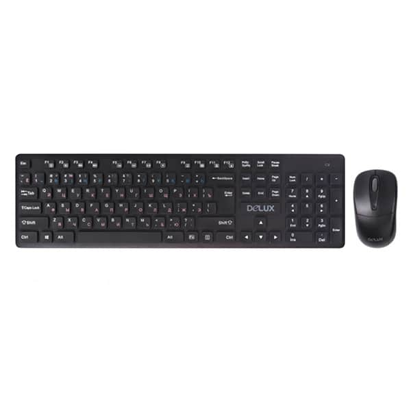 Клавиатура + мышь Deluxe DLD-1505OGB (Анг/Рус/Каз, Беспроводное, Черный) в Шымкенте от производителей  с доставкой по Казахстану