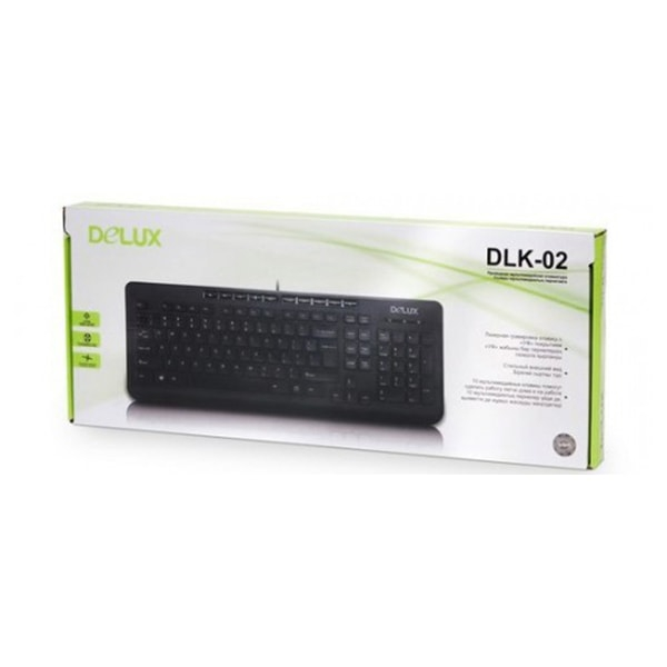 Клавиатура Delux DLK-02UB (Анг/Рус/Каз, Black, USB) в Шымкенте от производителей  с доставкой по Казахстану