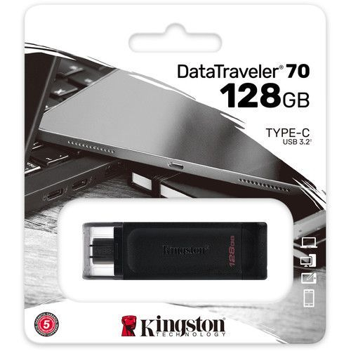 USB-C Флешка 128 ГБ Kingston DataTraveler 70 USB-C, Черный в Шымкенте от производителей  с доставкой по Казахстану