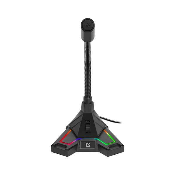 Игровой стрим микрофон Defender Pitch GMC 200 3,5 мм, LED, провод 1,5 м,