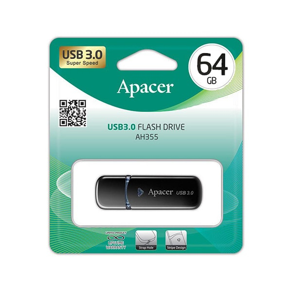 USB Флешка 64 ГБ Apacer AH355 USB 3.1, Черный в Шымкенте от производителей  с доставкой по Казахстану