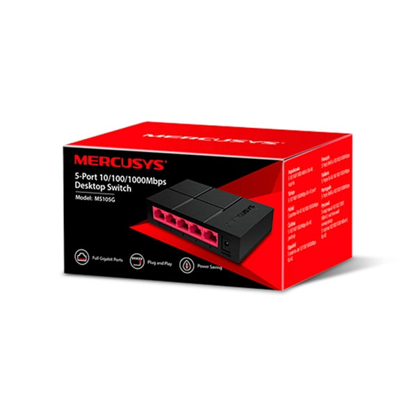 Коммутатор Mercusys MS105G 5-портовый 10/100/1000 Мбит/с в Шымкенте от производителей  с доставкой по Казахстану