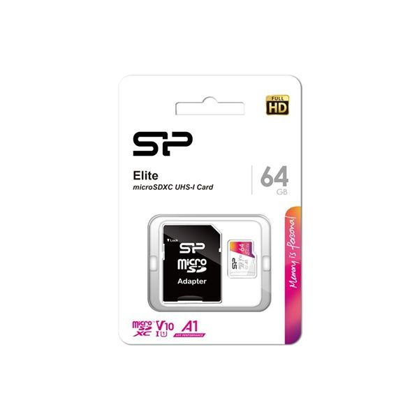 SP064GBSTXBV1V20SP SILICON POWER 64GB Elite microSDHC/SDXC U1 V10 Full HD 1080p