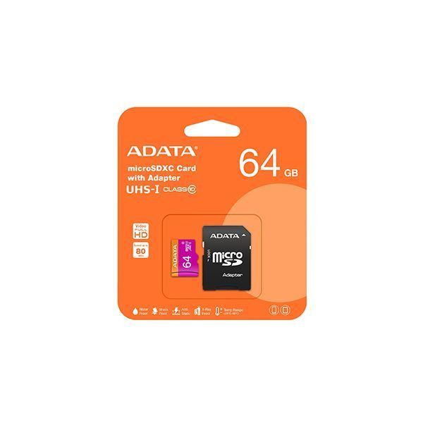 Карта памяти ADATA AUSDX64GUICL10-RA1 UHS-I CLASS10 64GB в Шымкенте от производителей  с доставкой по Казахстану