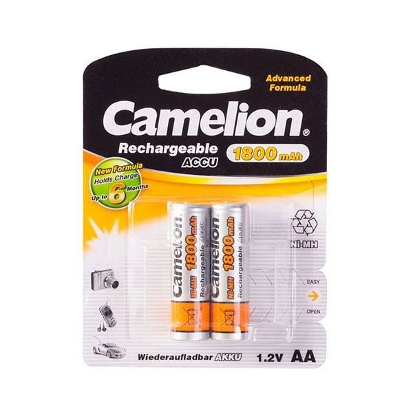 Аккумулятор, CAMELION, NH-AA1800BP2 , Rechargeable, AA, 1.2V, 1800 mAh, 2 шт., Блистер