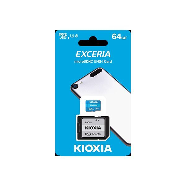 LMEX1L064GG2 KIOXIA LMEX1L064GG2; 64GB microSD KIOXIA Exceria (M203) UHS I U1 with adapter