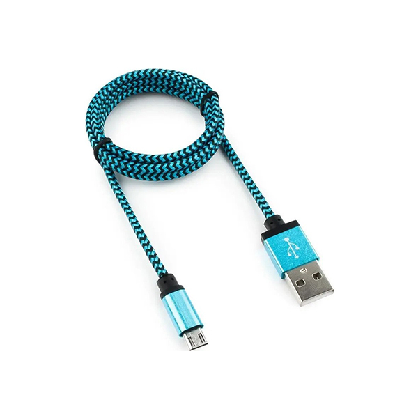 Кабель USB 2.0 Cablexpert CC-mUSB2bl1m, USB-MicroUSB, 1м, нейлоновая оплетка, алюм разъемы, синий в Шымкенте от производителей  с доставкой по Казахстану