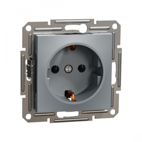 Розетка SE EPH2900162 Asfora с заземлением 16А механизм винтовой сталь в Шымкенте от производителей  с доставкой по Казахстану